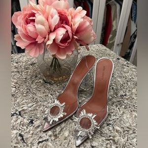 Amina Muaddi Glass Begun slingbacks 90mm
